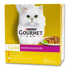 PURINA GOURMET GOLD DOUBLE DELICACIES 85gX 8
