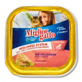 MIGLIOR GATTO IN TRAY CAT FOOD PATE` WITH SALMON 100g