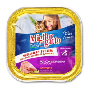 MIGLIOR GATTO IN TRAY CAT FOOD PATE` WITH GAME 100g