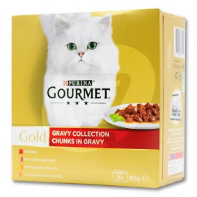 PURINA GOURMET GOLD PATE WITH BEEF GRAVY 85gX 8