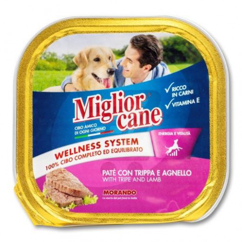 MIGLIOR CANE IN TRAY DOG FOOD PATE` TRIPE & LAMB 300g