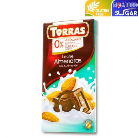 TORRAS NO ADDED SUGAR MILK CHOCOLATE & ALMONDS BAR 75gr