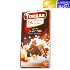 TORRAS SUGAR FREE MILK CHOCOLATE BAR WITH HAZELNUT 75gr