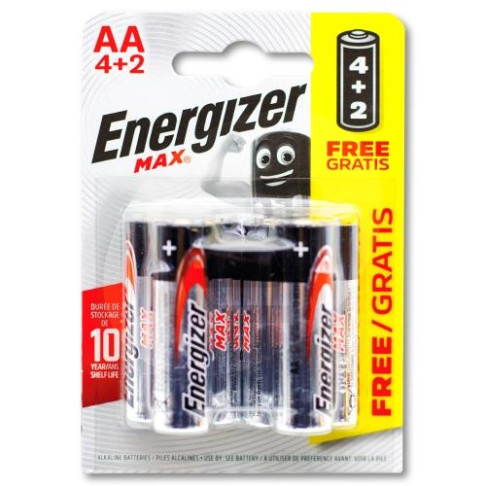 ENERGIZER AA BATTRIES 4+2FREE