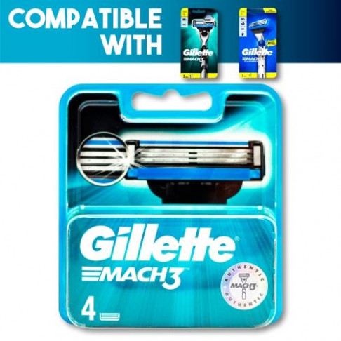 GILLETTE MACH 3 SHAVING RAZOR CARTRIDGES X 4 REFILLS