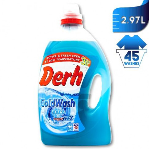DERH LAUNDRY LIQUID DETERGENT COLD WASH GEL 45w 3ltr