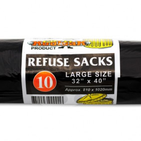 BLACK GARBAGE BAGS ROLL x10 - LARGE -  32`X40`
