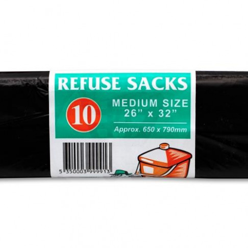 BLACK GARBAGE BAGS ROLL x10 - MEDIUM- 26`X32`
