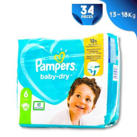 PAMPERS BABY DRY 6+ EXTRA LARGE X 34