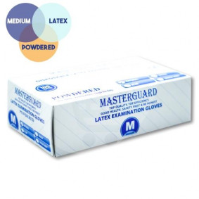 MASTERGUARD LATEX GLOVES - MEDIUM - POWDERED  x100