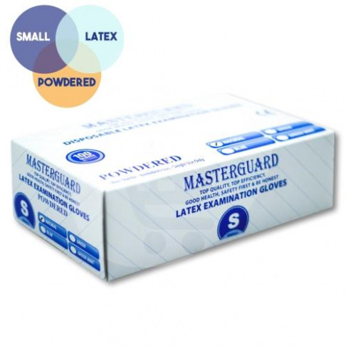 MASTERGUARD LATEX GLOVES -  SMALL - POWDERED x100