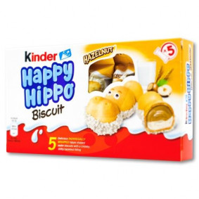 KINDER HAPPY HIPPO HAZELNUT CREAM FILLED BISCUIT X  5PACK