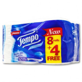 TEMPO MAXI TOILET PAPER 3PLY 8+4 ROLLS FREE PACK
