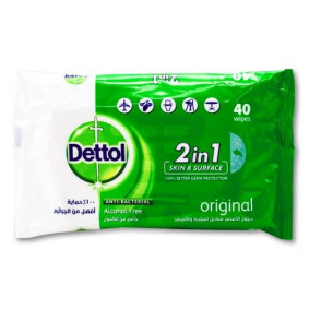 DETTOL ANTIBACTERIAL SKIN & SURFACE  WIPES X 40