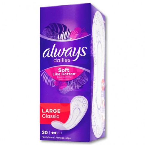 ALWAYS DAILIES PANTYLINERS LARGE CLASSIC X 30