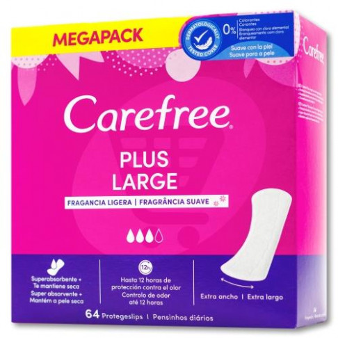 CAREFREE PANTY LINERS PLUS LARGE 64PACK