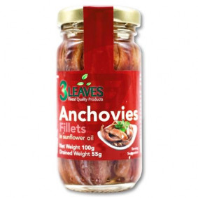 3 LEAVES ANCHOVY JAR IN SUNFLOWER OIL 100gr
