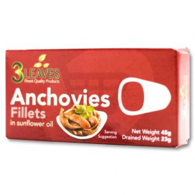 3 LEAVES ANCHOVY IN SUNFLOWER OIL 45g