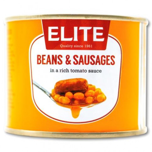 ELITE BAKED BEANS & SAUSAGES IN TOMATO SAUCE 210gr