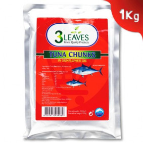 3 LEAVES TUNA CHUNKS IN SUNFLOWER OIL - CATERING SIZE 1kg