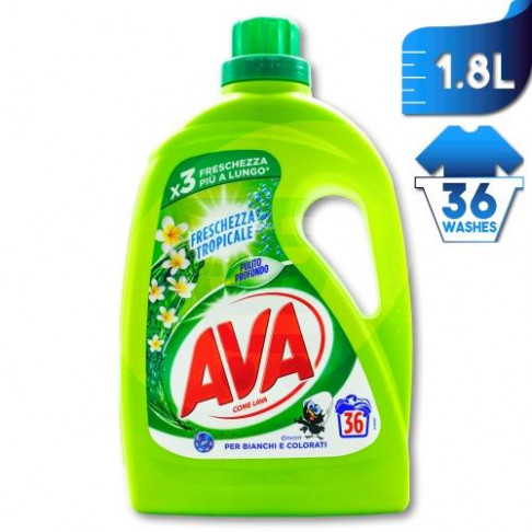 AVA LAUNDRY LIQUID DETERGENT TROPICAL FRESH 36w 1.8ltr