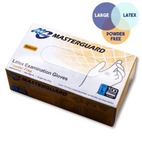 MASTERGUARD LATEX GLOVES - LARGE - POWDER FREE  x100