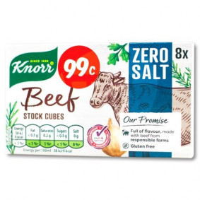 KNORR STOCK CUBES  - BEEF ZERO SALT X 8