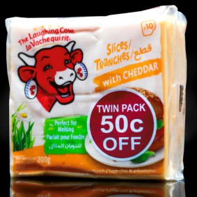 THE LAUGHING COW CHEESE SLICES CHEDDAR 10PACK x2 200gr  (50c OFF)