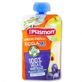 PLASMON SQUEEZE & TASTE APPLE AND BLUEBERRY POUCH 100gr