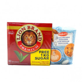 LION TEA BAGS x 80 +FREE SUGAR