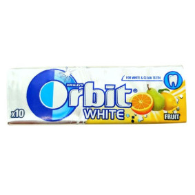 ORBIT SUGAR FREE WHITE FRUITS CHEWING GUM X 10