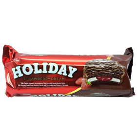 ELVAN HOLIDAY CHOCOLATE SANDWICH BISCUIT STRAWBERRY FILLING X 8