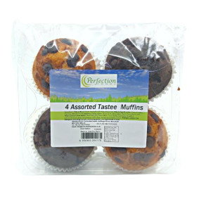 PERFECTION FOODS ASSORTED TASTEE MUFFINS 4PACK