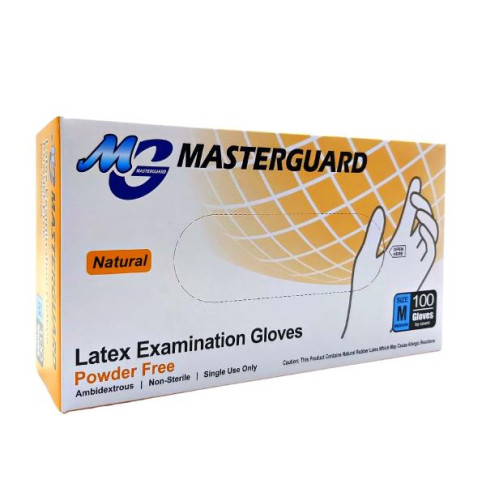 MASTERGUARD LATEX GLOVES - MED - POWDER FREE  x100