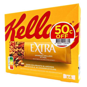 KELLOGG`S EXTRA NUT BAR ALMONDS & HONEY X 4 50c off