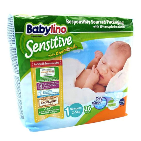 BABYLINO SENSITIVE DIAPERS NEWBORN No1 X 26 2-5kg