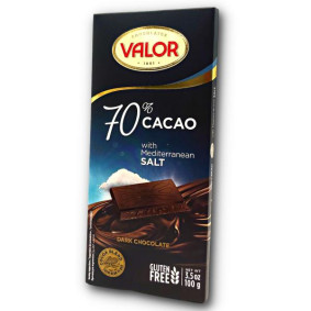 VALOR CHOC BAR 70% DARK WITH SALT 100gr25% OFF