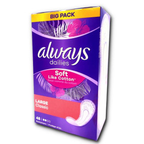 ALWAYS DAILIES COTTON PANTY LINERS LARGE X 48