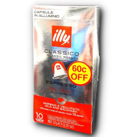 ILLY COFFE CAPSULES X 10 CLASSIC 60c OFF