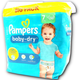 PAMPERS BABY DRY NAPPIES No 7 X 50