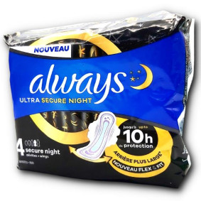 ALWAYS ULTRA SANITARY PADS 4 SECURE NIGHT X 9