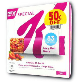 KELLOGG`S SPECIAL K CEREAL BARS RED BERRY X 6