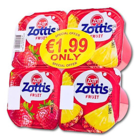 ZOTT ZOTTIS FRUIT YOGHURT 115gr X 4 €1.99