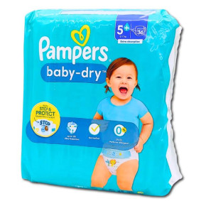 PAMPERS BABY DRY NAPPIES N.5+  X 36