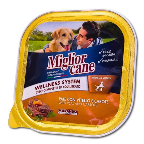 MIGLIOR CANE IN TRAY DOG FOOD PATE` VEAL & CARROTS 300g