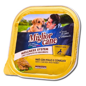 MIGLIOR CANE IN TRAY DOG FOOD PATE` CHICKEN & RABBIT 300g