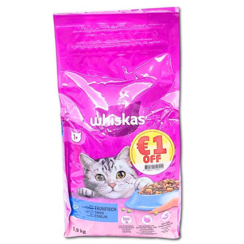 WHISKAS ADULT CAT DRY FOOD TUNA 1.9kg €1 OFF