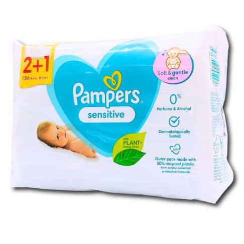 PAMPERS BABY WIPES SENSITIVE 2+1 156pcs