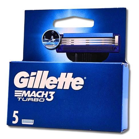 GILLETTE MACH 3 TURBO SHAVING RAZOR REFILLS X 5