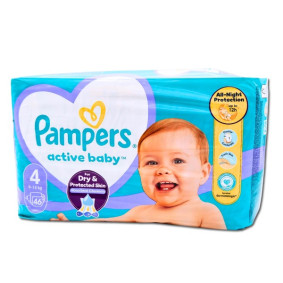 PAMPERS ACTIVE BABY NAPPIES N.4 X 46
